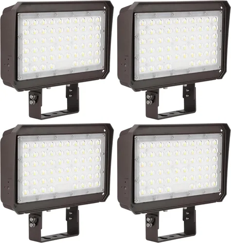 kadision 150W LED Flood Light with Dusk-to-Dawn Photocell, 150W/100W/75W Adjustable 130lm/W 5000K Daylight 100-277V IP65 Waterproof, Trunnion Mount