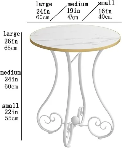 Vista 3 de Mesa de Centro Small Round Coffee Table for Living Room European-Style Side Table with Metal e Modern and Simple Sofa End Table for Balcony Small