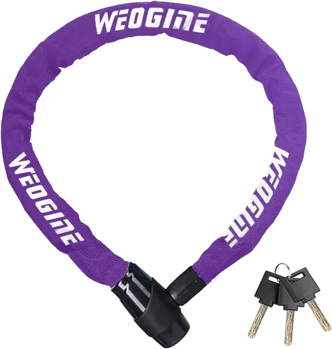 Vista 9 de Candado de cadena para bicicleta, candado de cadena de bicicleta antirrobo resistente, candados de seguridad de bicicleta de 2.72 pies con 3 llaves