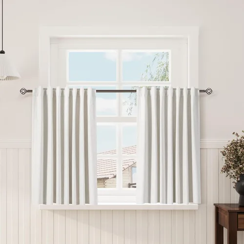 Vista 30 de Cortinas de lino verde aguamarina de 102 pulgadas de largo con pestaña trasera, bolsillo para barra, cortinas de lino opacas que absorben el sonido