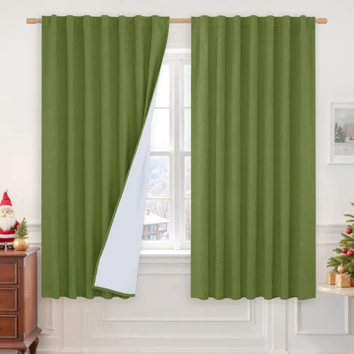 Vista 62 de LAMIT Cortinas opacas cortas de lino de 30 pulgadas para ventanas de cocina sobre el fregadero, cortinas de café texturizadas de lino marfil