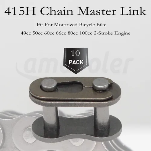 Vista 3 de 10 piezas 415H cadena Master Link accesorios de repuesto para bicicleta motorizada 49cc 50cc 60cc 66cc 80cc 100cc 2-Stroke motor (10 piezas).