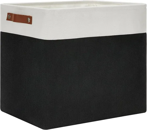 Vista 23 de DULLEMELO Cesta de almacenamiento pequeña para estantes, pequeña cesta plegable de tela rectangular para estantes, armarios, guardería, hogar, Beige