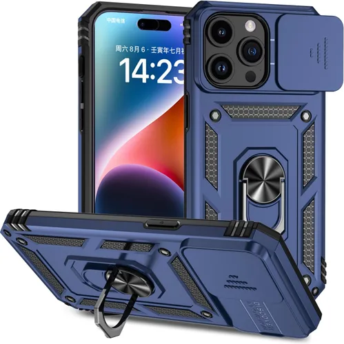 Vista 38 de Hitaoyou Funda para iPhone 14 Pro con funda para cámara y soporte, grado militar, a prueba de golpes, resistente funda protectora para iPhone 14 Pro