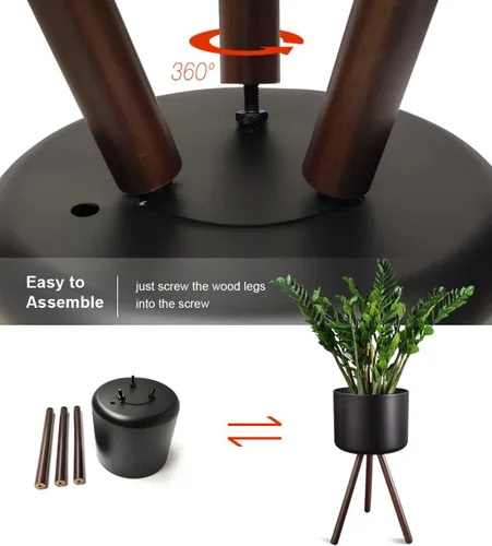 Vista 5 de Maceta de metal Mid-Century con soportes, elegante y moderna maceta de pie para el suelo, adecuada para orquídeas, decoración de aloe