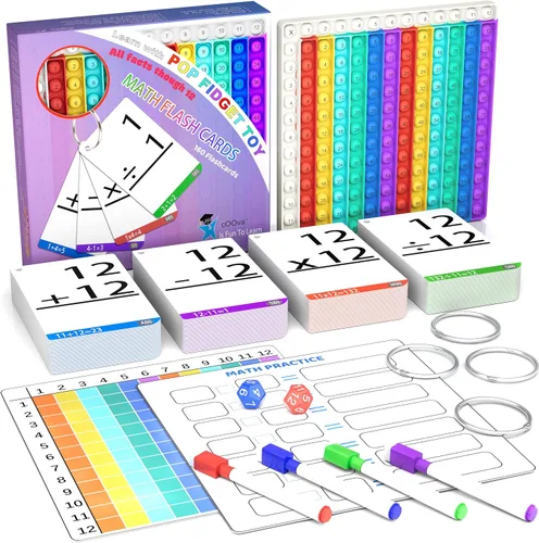 Juegos de matemáticas para niños, tarjetas flash para niños, práctica Pop it con suma, resta, multiplicación y división, ideal para el aprendizaje