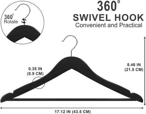 Vista 3 de Utopia Home Perchas de madera de alta calidad, paquete de 20 – Percha duradera y delgada – Percha para trajes con gancho giratorio de 360 grados