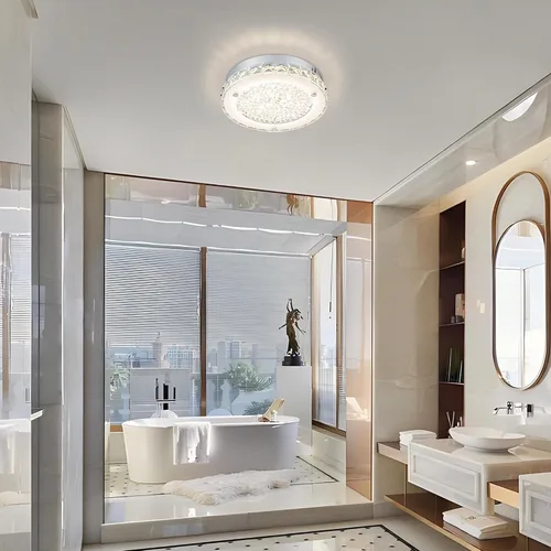 Vista 4 de Lámpara de techo LED de montaje empotrado de cristal, lámpara de techo empotrada de cristal de 4000 K, lámparas de techo empotradas para dormitorio