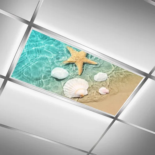 Vista 13 de Inserto de Cubierta de Luz de Techo Suspendido 4' x 2' pies (Naturaleza Bosque Hojas de Bambú Sol Verde) - Cubierta de Luz Fluorescente Reduce