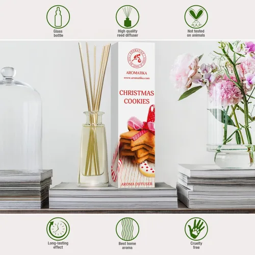 Vista 7 de Difusor de aroma de galletas navideñas de 3.4 onzas líquidas, difusor de junco, fragancia para habitación, fragancia para el hogar, ambientador