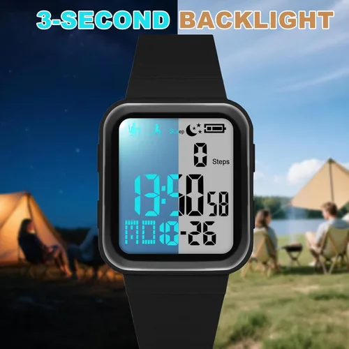 Vista 5 de Edillas Digital Watch for Mens Womens, Fitness Tracker with EL Backlight No AppPhone Required, Sport Watch with Step Counter Pedometer Timer
