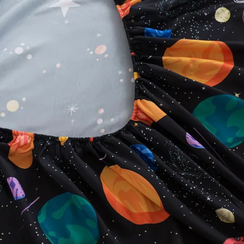 Vista 6 de ADASMILE A & S Juego de ropa de cama con cremallera individual para niños, juego de edredón con diseño del espacio exterior, juego de edredón