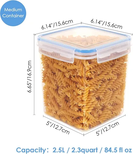 Vista 2 de Vtopmart Contenedores de almacenamiento de alimentos de 2.5 litros/84.5 onzas, 4 Piezas recipientes herméticos de plástico sin BPA para harina