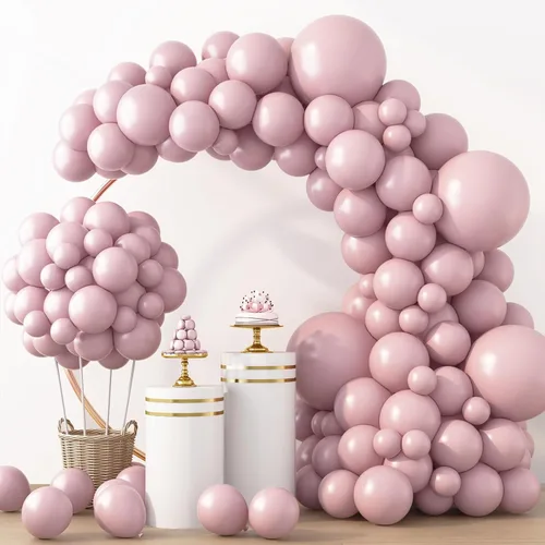 Vista 57 de RUBFAC - Kit de arco de globos de 129 piezas de color rojo rubí, diferentes tamaños de 18, 12, 10 y 5 pulgadas, globos de látex rojo cereza