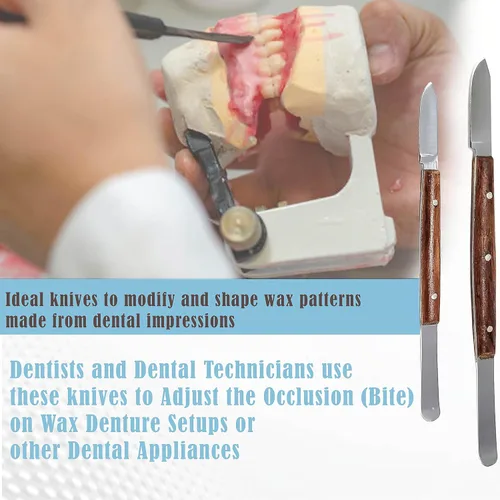 Vista 6 de A2Z Scilab Fahenstock Dental - Cuchillo grande y pequeño, espátula para modelar, laboratorio, cera, 2 piezas, cuchillas de acero inoxidable