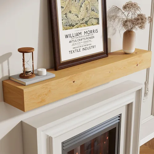 Vista 18 de Marsmiles Repisa de chimenea de 48 pulgadas, manteles de madera rústicos hechos a mano para sobre la chimenea, estantes flotantes montados