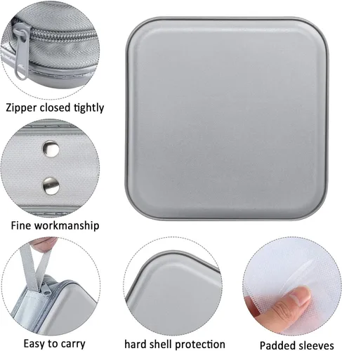 Vista 8 de Funda para CD, capacidad para 40 unidades, para CD/DVD, cartera, de plástico duro, DVD, para coche, hogar, oficina, viajes (negro)