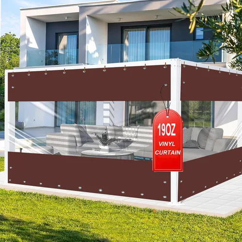 Vista 8 de FoundGo - Cortinas de vinilo de 8'H x 7'W para patio de 19oz, cercado de vinilo transparente para exteriores, lona resistente transparente
