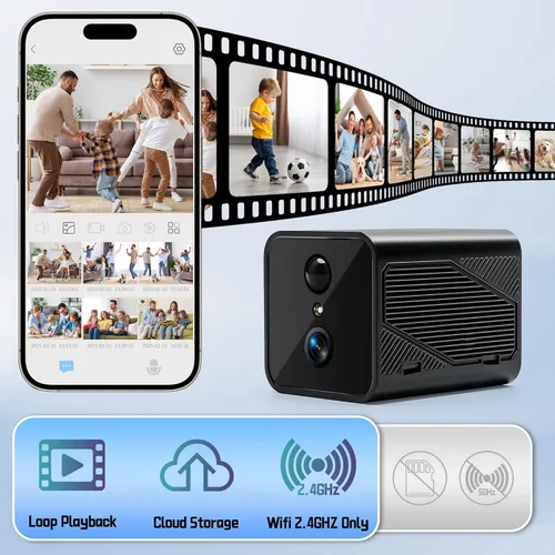 Vista 6 de Cámara espía - Cámara oculta 2K con batería de larga duración y detección de movimiento AI, cámaras pequeñas inalámbricas ocultas con micrófono