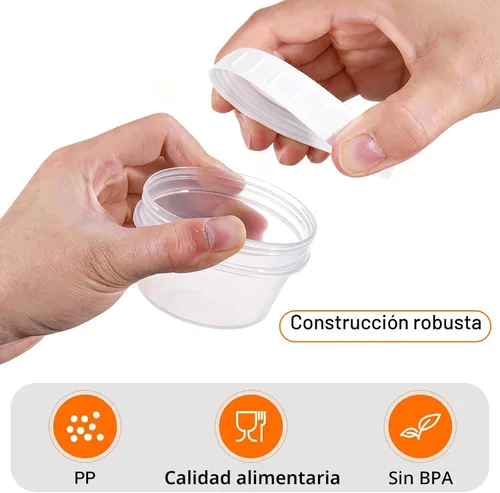 Vista 8 de DEMORA Recipientes pequeños de plástico de 4 onzas con tapas giratorias [20 juegos], recipientes apilables de almacenamiento de alimentos pequeños