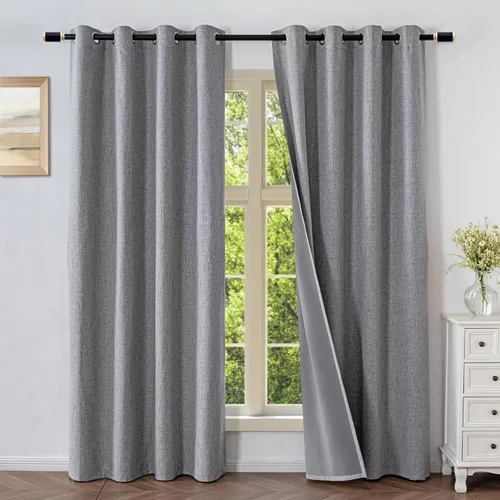 Vista 19 de Cortinas opacas para sala de estar, 100% cortinas opacas de 72 pulgadas de largo, juego de 2 paneles, cortinas con aislamiento térmico, pestaña