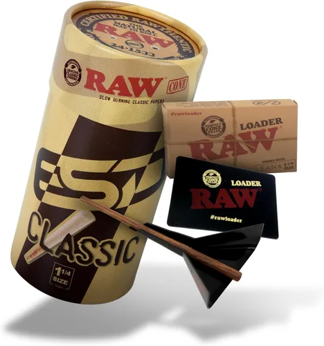 Vista 15 de RAW Classic 1-1/4 Conos preenrollados de combustión lenta – Paquete de 50 y cargador de cono – Paquete