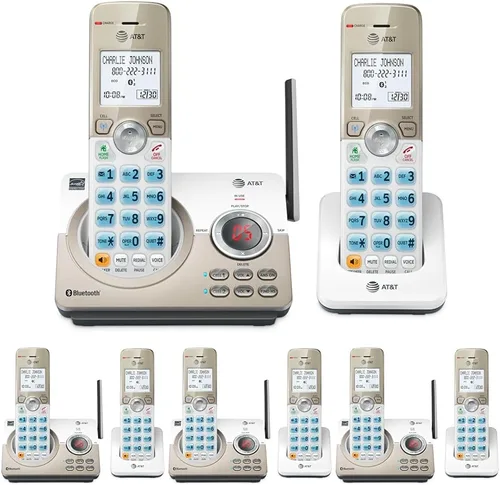AT&T DL72219 DECT 6.0 - Teléfono inalámbrico de 2 auriculares para el hogar con conexión a celular, bloqueo de llamadas, pantalla retroiluminada