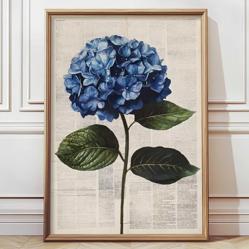 Cuadros de hortensias en lienzo para dormitorio, pintura vintage de hortensias moradas, impresiones florales botánicas retro, cuadros de flores