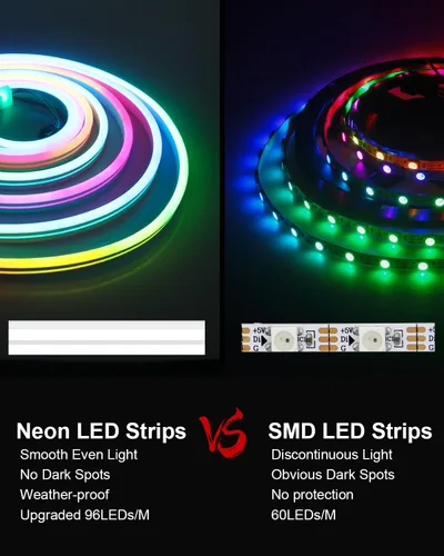 Vista 5 de ALITOVE Cuerda de luz de neón direccionable WS2811 RGB IC 32.8 pies, decoración de habitación, tira de píxeles programables flexibles de 24 V al