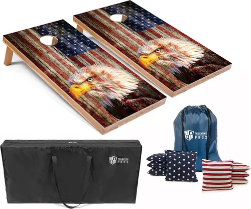 Vista 9 de Tailgating Pros Tablas de Cornhole - Juego de Cornhole ligero de 4 x 2 pies, incluye funda de transporte, juego de 8 bolsas de maíz y bolsa