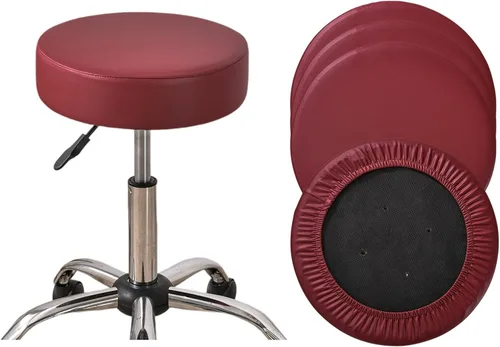 Vista 14 de HAOYONG Juego de 4 fundas redondas para taburetes de bar, impermeables, de poliuretano, fundas elásticas para taburetes de bar, fundas para sillas