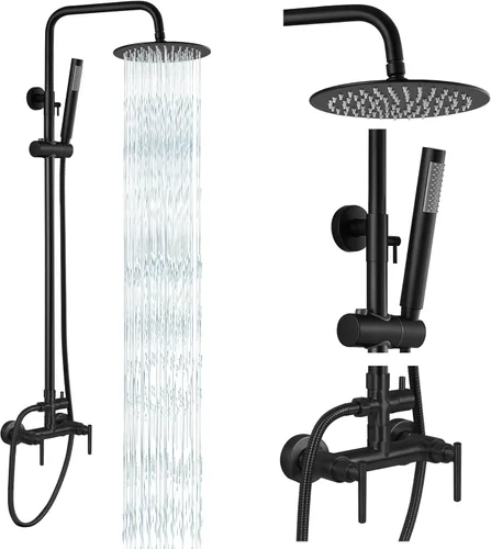 Vista 12 de gotonovo Accesorios de ducha al aire libre SUS304 Kit de ducha de lluvia de acero inoxidable grifo de alta presión montaje en pared 2 doble función