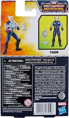 Vista 7 de Marvel Mecasaurios de ataque mecánicos, figura de acción de Thor de 4 pulgadas con accesorio de arma de dinosaurio, juguetes de superhéroes