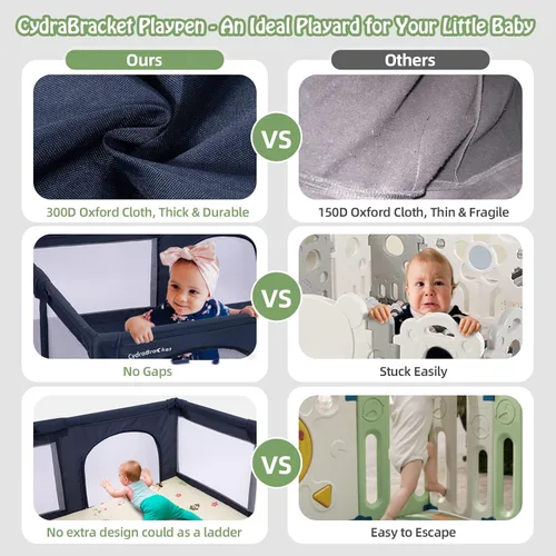 Vista 4 de Corralito grande para bebés, corralito para bebés y niños pequeños, extra seguro con valla de espuma anticolisión, parque infantil para interiores