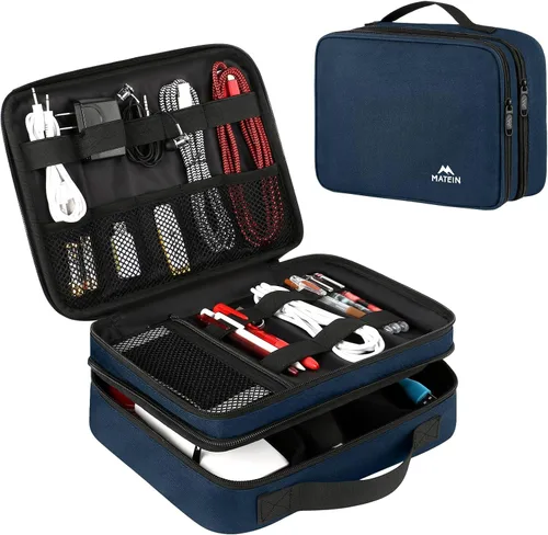 Vista 18 de Matein - Bolsa organizadora de cables, bolsa de almacenamiento de viaje grande y duradera para los accesorios electrónicos de los cables