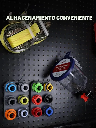 Vista 9 de SMART JERRY - Kit de embudo de aceite de motor a prueba de derrames ｜ Embudo de cambio de aceite con 12 adaptadores y 2 tableros organizadores