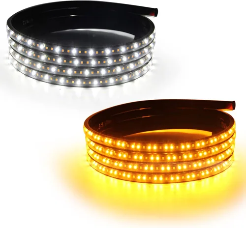 2 luces para estribo de 10 pies, luz LED lateral con 360 LED secuenciales ámbar intermitentes y luz blanca de cortesía, tiras de luz de emergencia