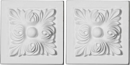 Vista 2 de Ekena Millwork ROS04X04SK Sellek Rosette, 4 1/8"W x 4 1/8"H x 1 7/8"P, imprimado
