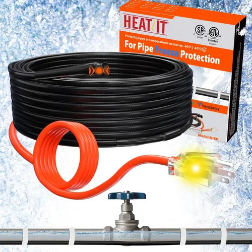 Vista 11 de Tubo, cable térmico con termostato Heat It HISD, 6 pies, negro