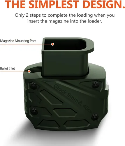 Vista 3 de Ludex - Cargador de velocidad de cargador para Glock de 9mm/.40. Compatible con Glock 17, 18, 19, 22, 23, 24, 26, 27, 34, 35, 45 y 47