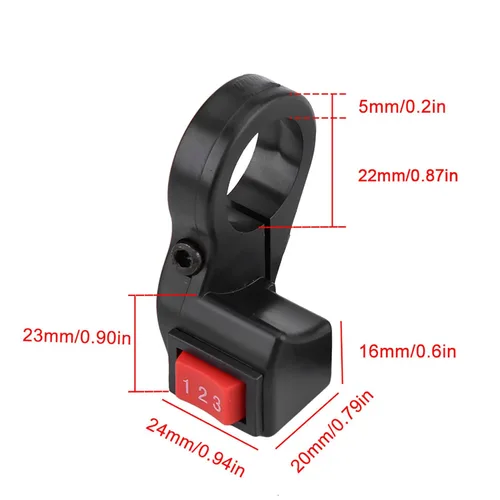 Vista 5 de Fydun Interruptor eléctrico de manillar de motocicleta de 0.866 in, 7/8 pulgadas, 3 velocidades, kit universal de scooter de bicicleta eléctrica