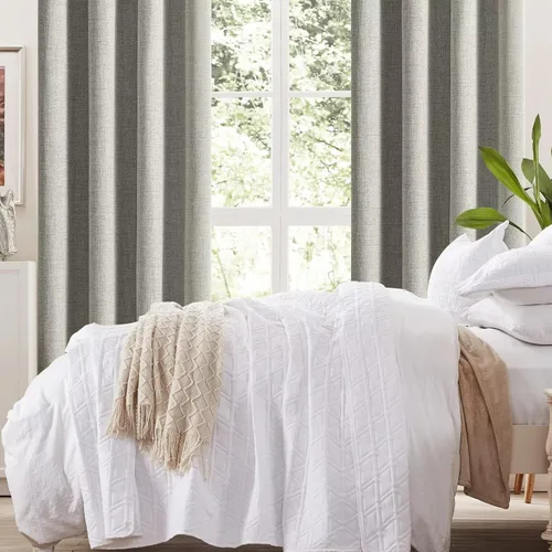 Vista 121 de CUCRAF - Juego de 2 paneles de cortinas de ventana con oscurecimiento total del 100%, de 54 pulgadas de largo, con aspecto de lino falso, cortinas