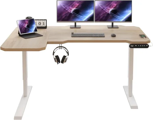 Vista 27 de Escritorio de pie de altura ajustable, 55 x 24 pulgadas, mesa de escritorio de pie para oficina en casa, escritorio de computadora de oficina