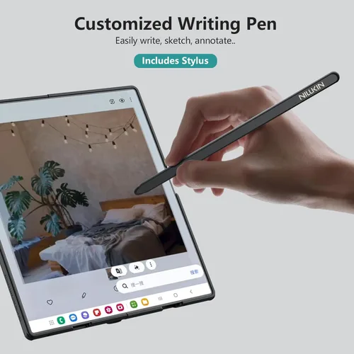 Vista 3 de Nillkin Funda para Samsung Galaxy Z Fold 7 con soporte para S Pen (compatible con MagSafe), protección de bisagra, protector de pantalla HD, textura