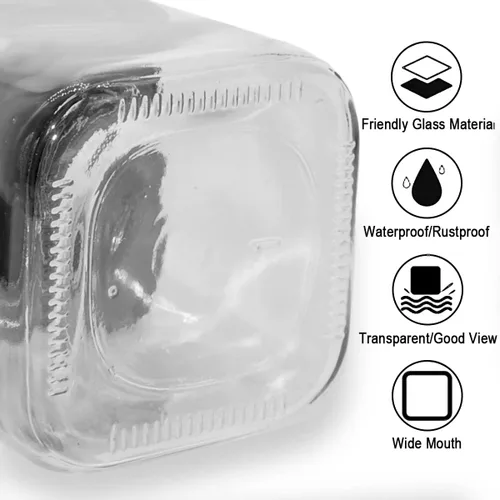 Vista 3 de Tarros de especias de condimentos de vidrio, 5.6 onzas/8.6 fl oz, recipiente para especias con tapas y cucharas y bandeja, recipientes de vidrio