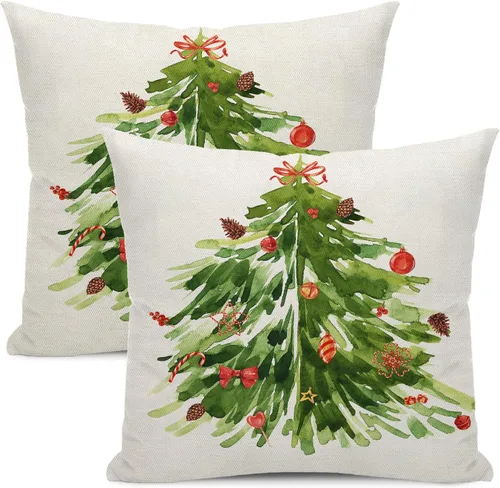 Vista 10 de Fundas de almohada de Navidad 40 x 40 cm, juego de 2 cojines con diseño de copo de nieve, a cuadros color negro y rojo, funda de almohada de búfalo