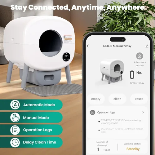 Vista 4 de Caja de arena autolimpiante: caja automática para gatos con control de aplicación, sistema de limpieza inteligente sin olor para múltiples gatos
