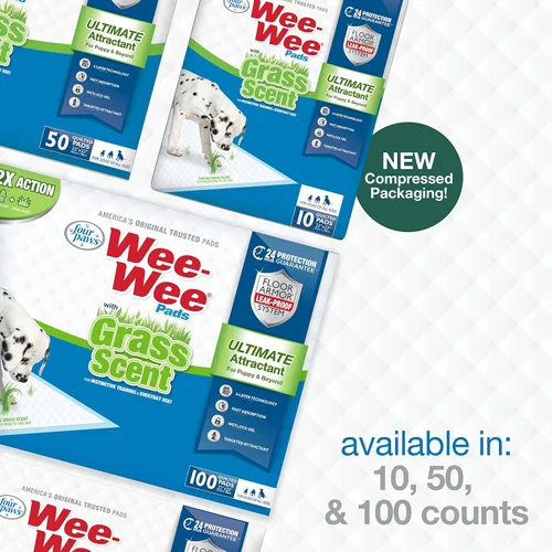 Vista 9 de Four Paws Wee-Wee Ultimate Attractant - Almohadillas para orina de perro para entrenamiento instintivo, protección del suelo a prueba de fugas