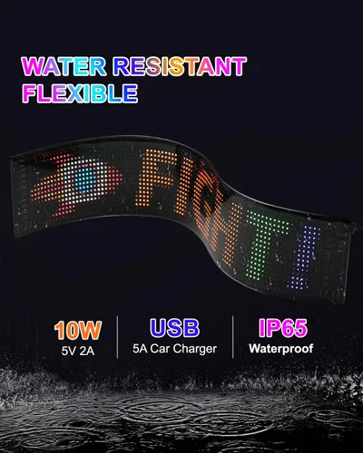 Vista 4 de Letrero LED programable de desplazamiento – Tablero de visualización a todo color con control de aplicación Bluetooth – Patrones personalizados