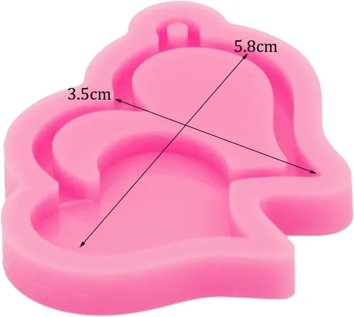 Vista 2 de Molde de resina de silicona con forma de corazón para el día de San Valentín, llavero de resina, molde de fundición de resina para joyería